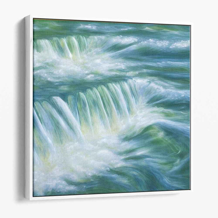 Whispering Mist in Moonlight: Serene Waterfall Canvas Art