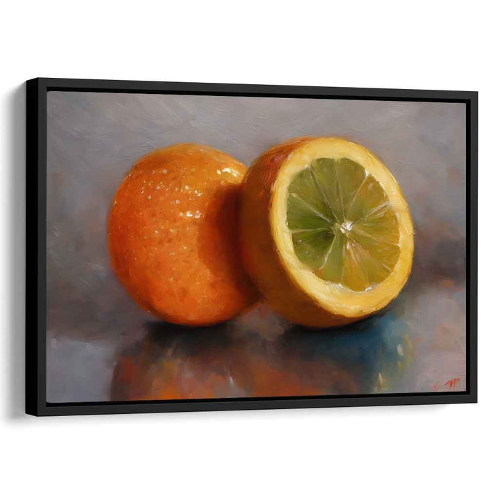 Vivid Citrus Delight: Photorealistic Orange and Lemon Canvas Art Print