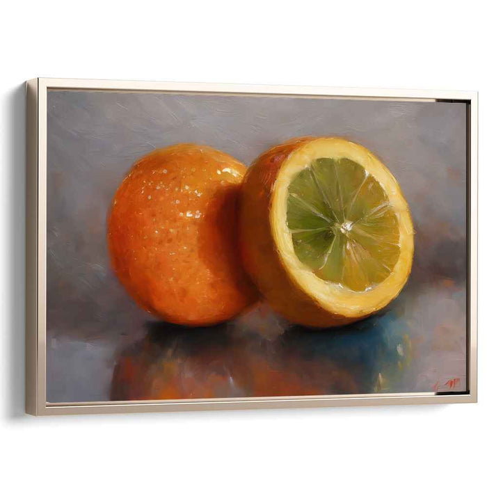Vivid Citrus Delight: Photorealistic Orange and Lemon Canvas Art Print