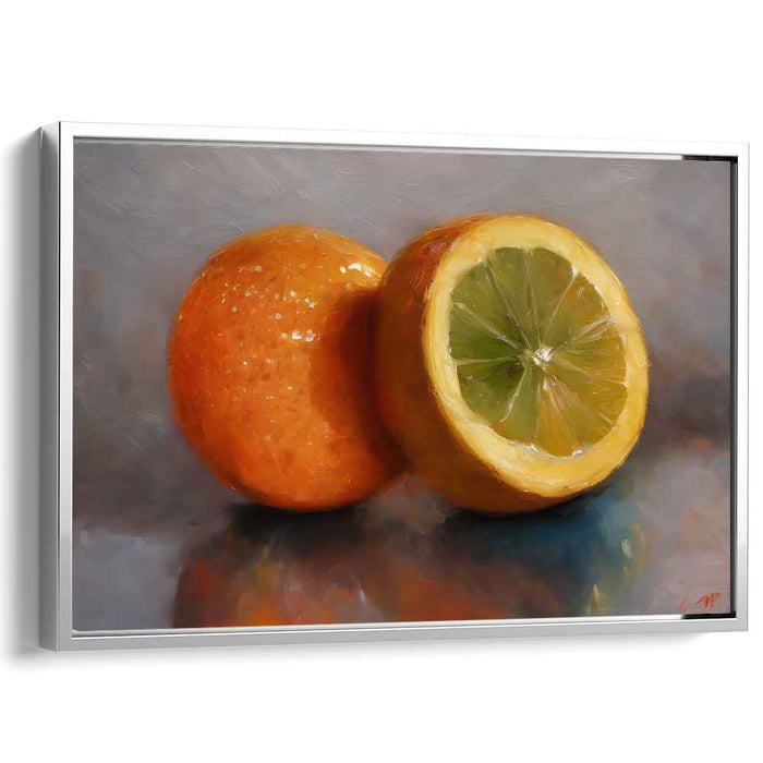Vivid Citrus Delight: Photorealistic Orange and Lemon Canvas Art Print