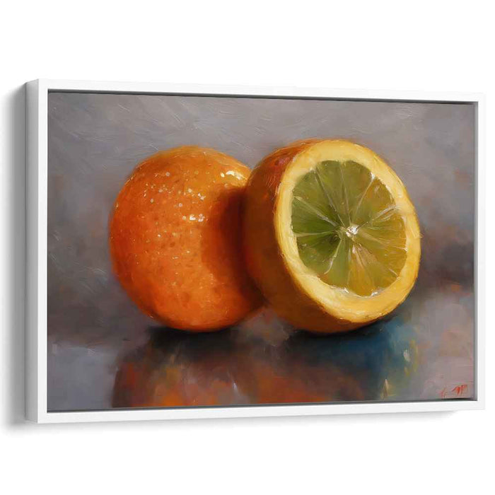 Vivid Citrus Delight: Photorealistic Orange and Lemon Canvas Art Print