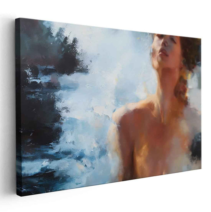 Tranquil Reverie: Ethereal Woman in Dreamy Bliss Canvas Art Print
