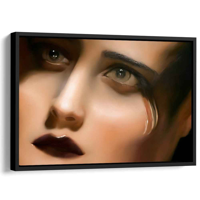 Tearful Gaze: Hyperrealistic Emotional Portrait Canvas Art Print