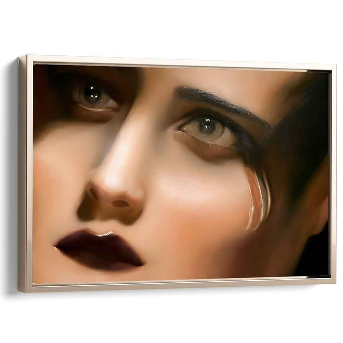 Tearful Gaze: Hyperrealistic Emotional Portrait Canvas Art Print