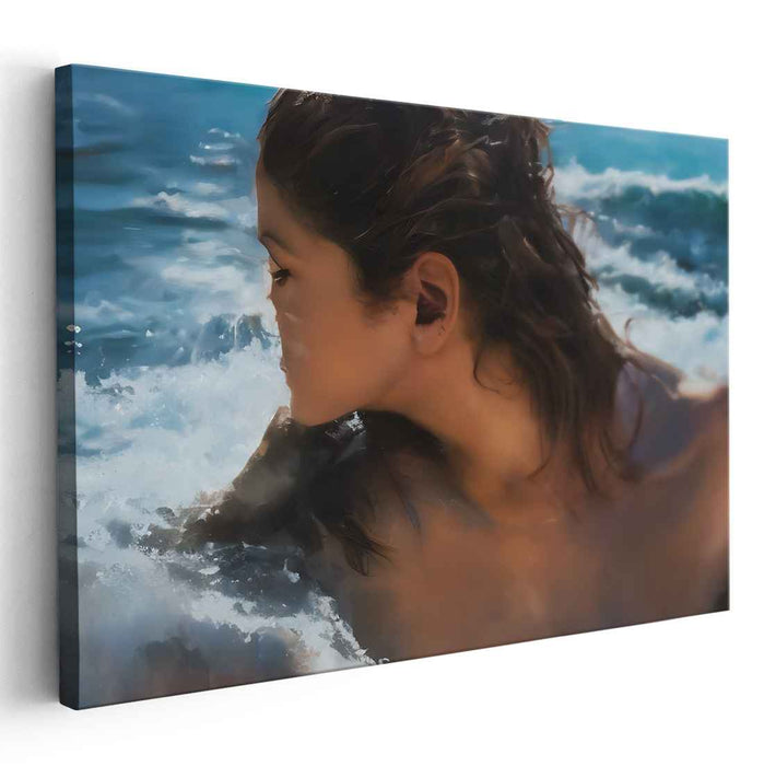 Serenity in the Waves: Realistic Ocean Portrait Canvas Art Print