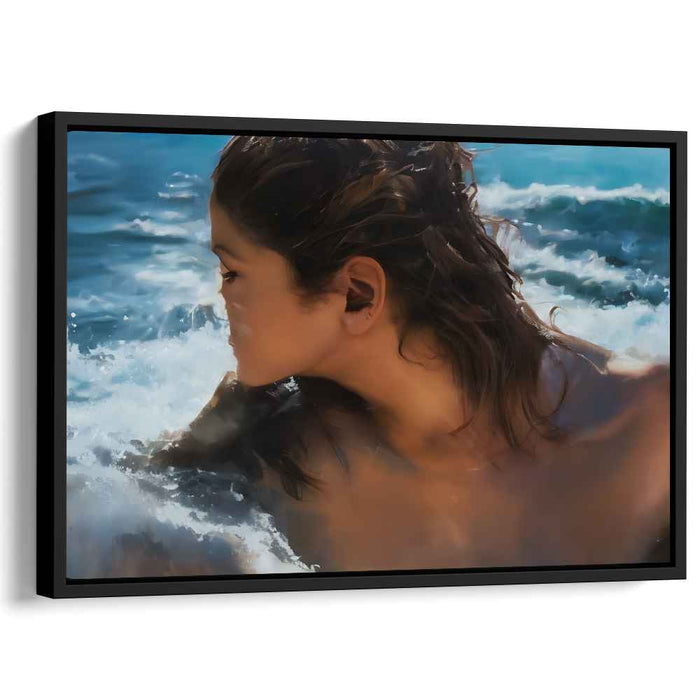 Serenity in the Waves: Realistic Ocean Portrait Canvas Art Print