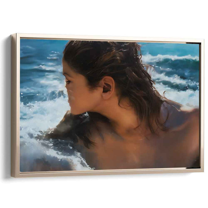 Serenity in the Waves: Realistic Ocean Portrait Canvas Art Print