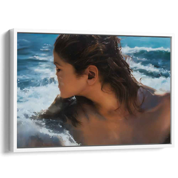 Serenity in the Waves: Realistic Ocean Portrait Canvas Art Print
