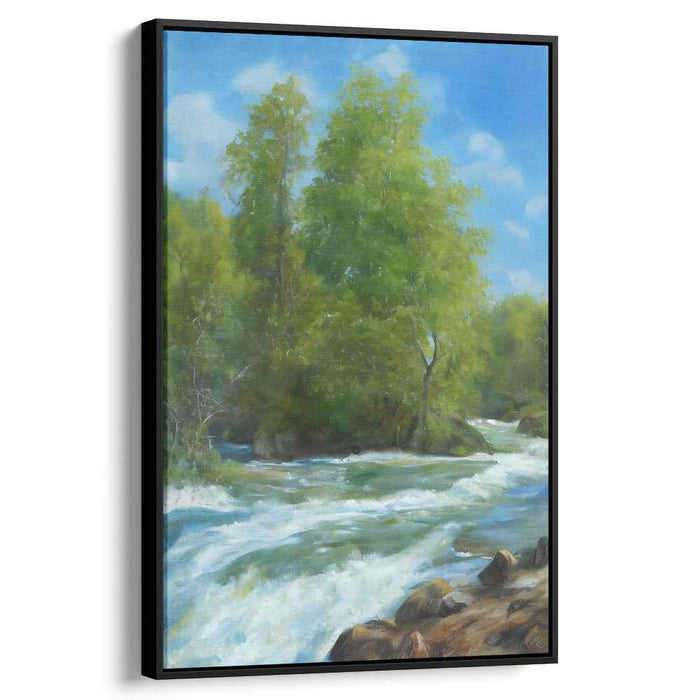 Solace in Sunlit Meadows: Tranquil Summer Day Landscape Canvas Art Print