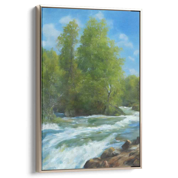 Solace in Sunlit Meadows: Tranquil Summer Day Landscape Canvas Art Print