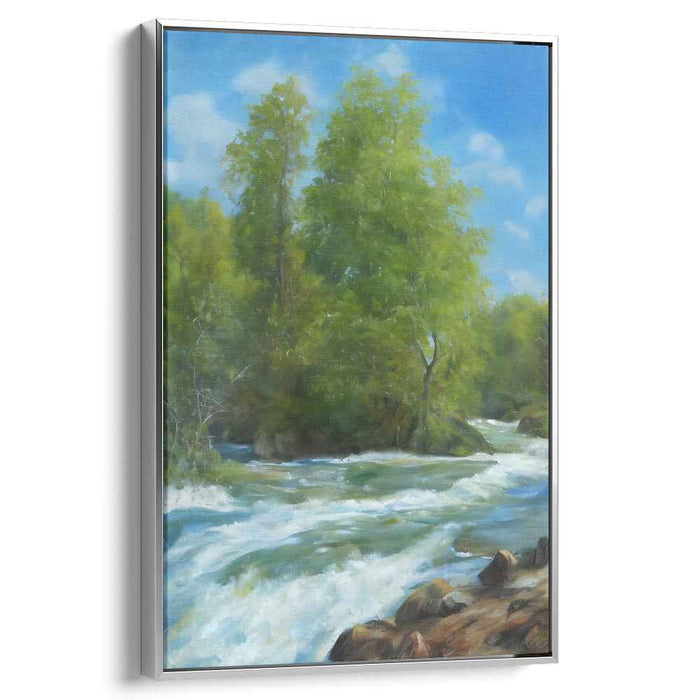 Solace in Sunlit Meadows: Tranquil Summer Day Landscape Canvas Art Print