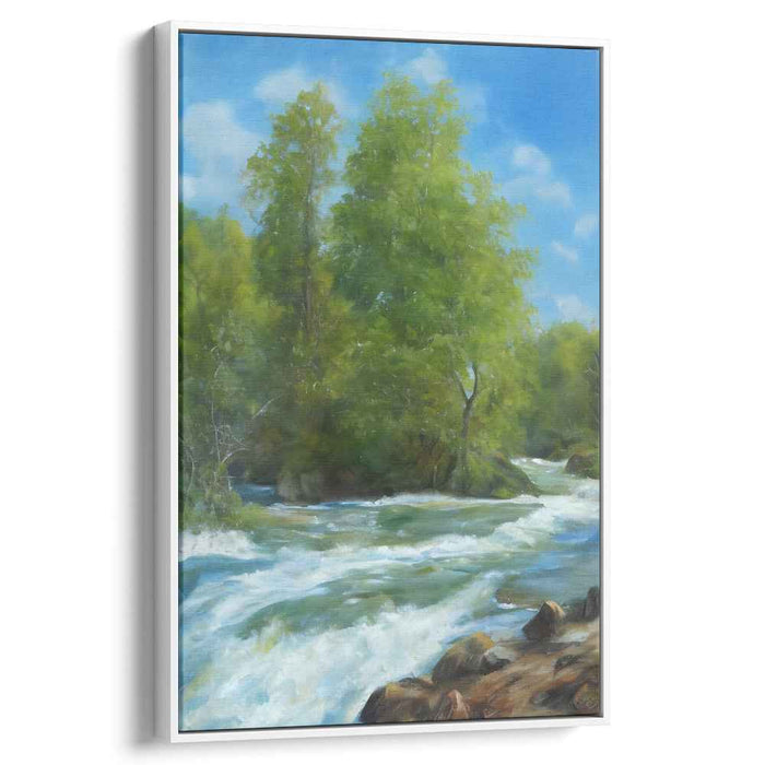 Solace in Sunlit Meadows: Tranquil Summer Day Landscape Canvas Art Print