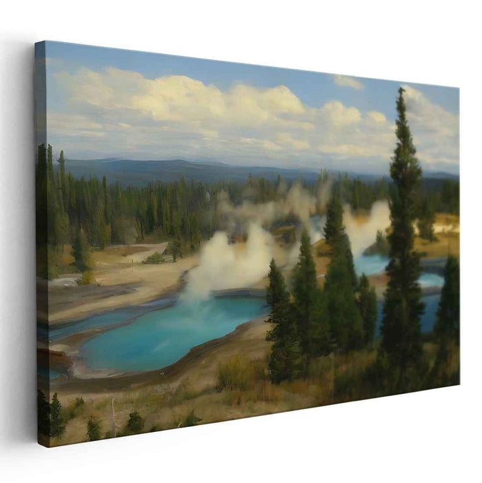 Mystical Geothermal Splendor: Impressionist Landscape Canvas Art