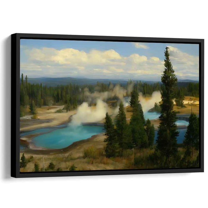 Mystical Geothermal Splendor: Impressionist Landscape Canvas Art