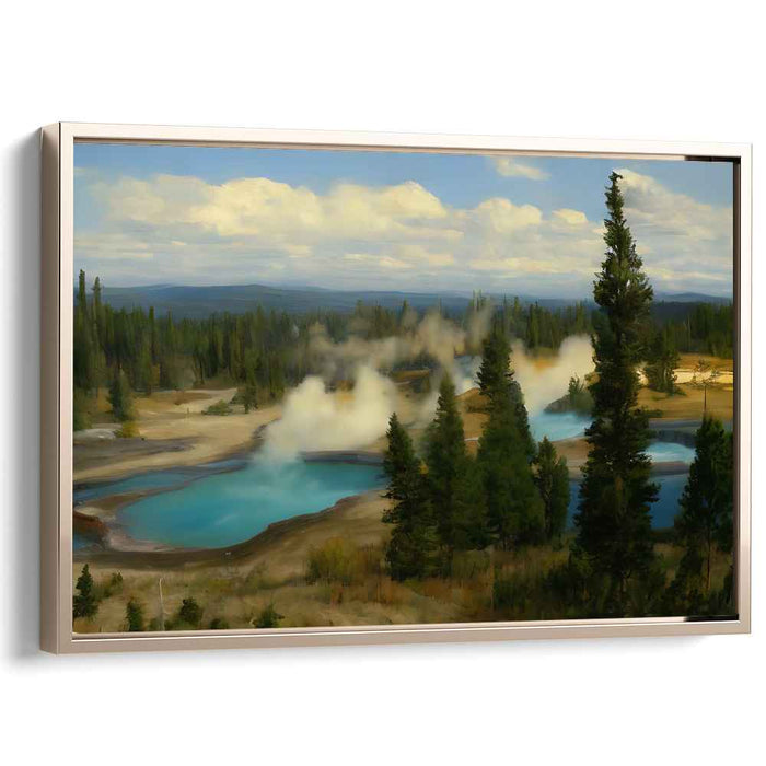 Mystical Geothermal Splendor: Impressionist Landscape Canvas Art