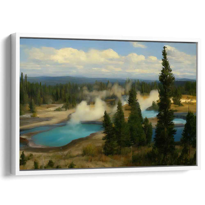 Mystical Geothermal Splendor: Impressionist Landscape Canvas Art