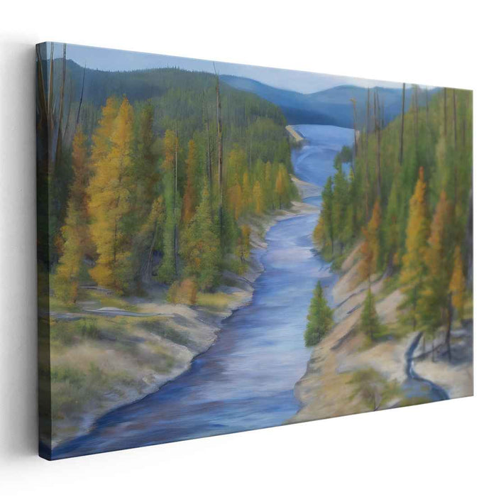 Riverside Verdure: Lush River Landscape Canvas Art