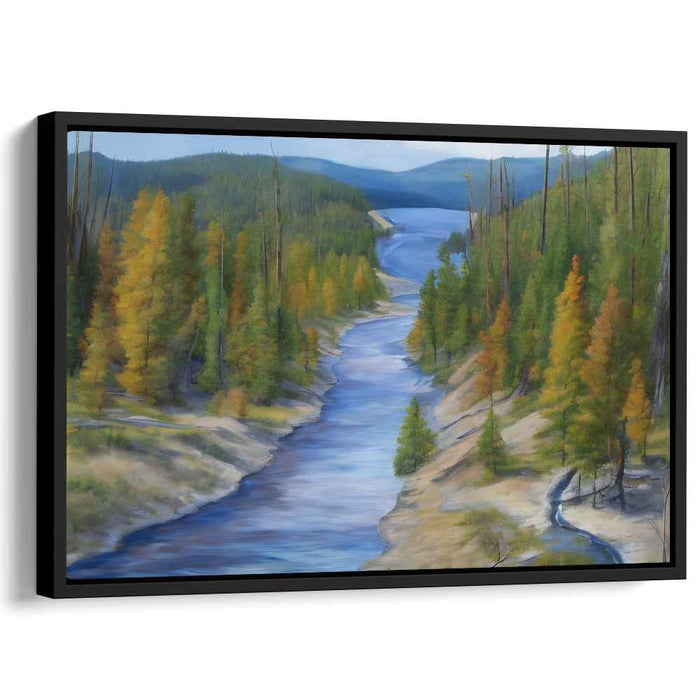 Riverside Verdure: Lush River Landscape Canvas Art