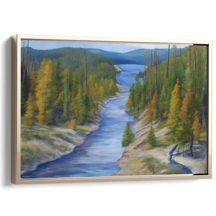 Riverside Verdure: Lush River Landscape Canvas Art