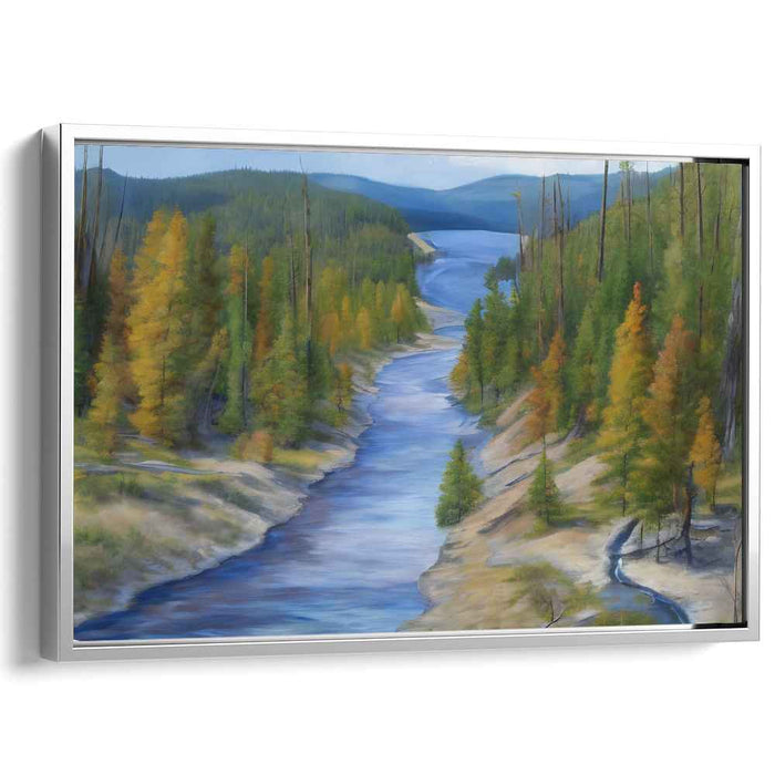 Riverside Verdure: Lush River Landscape Canvas Art