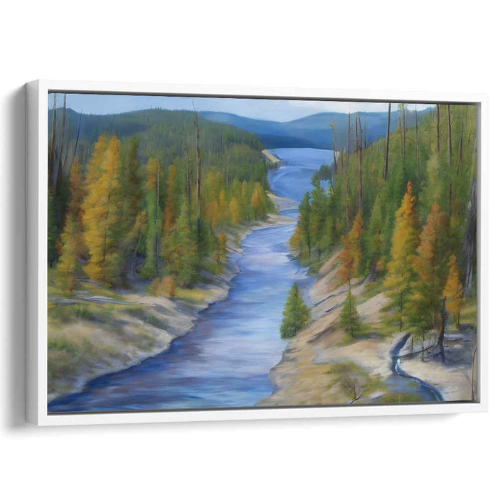 Riverside Verdure: Lush River Landscape Canvas Art