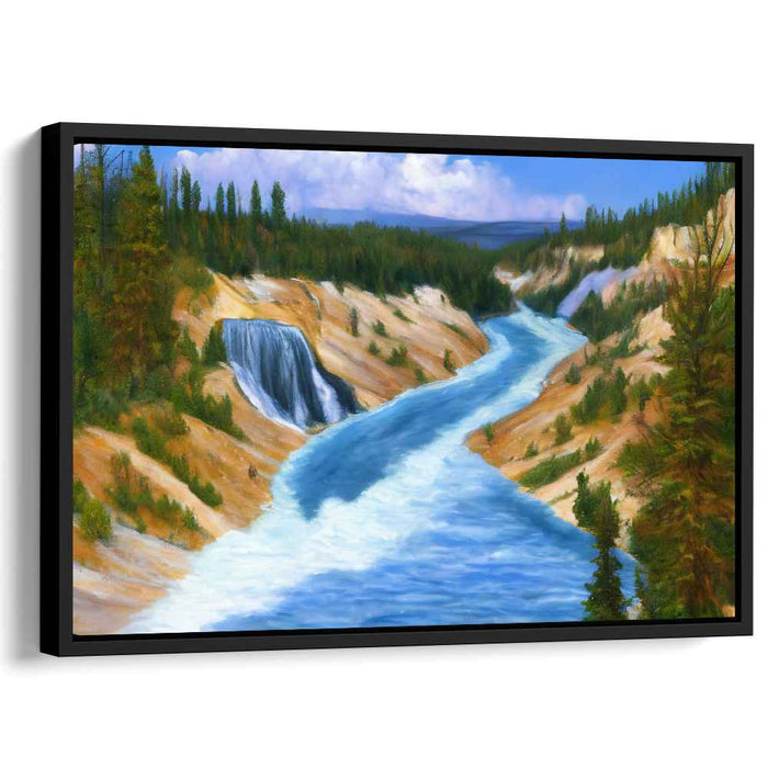 Cascade Pines Serenity: Realistic Landscape with Waterfall and Pine Trees