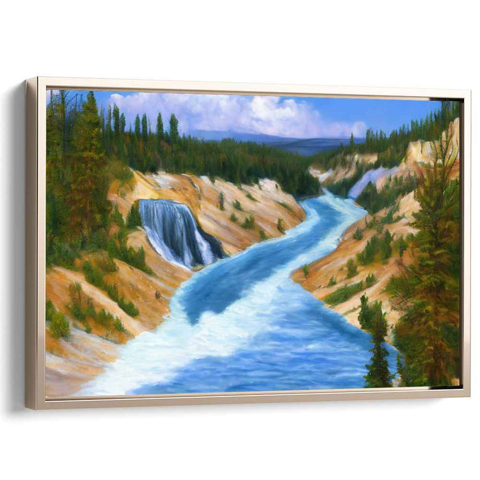 Cascade Pines Serenity: Realistic Landscape with Waterfall and Pine Trees