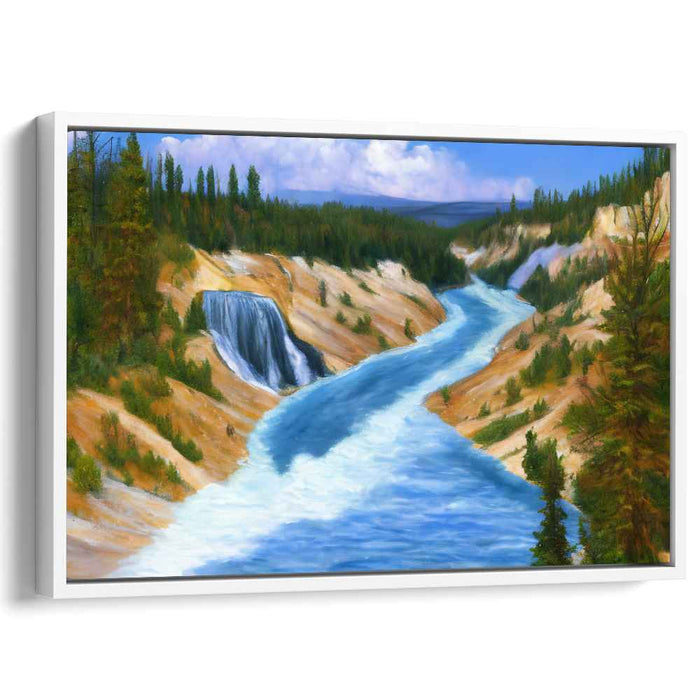 Cascade Pines Serenity: Realistic Landscape with Waterfall and Pine Trees