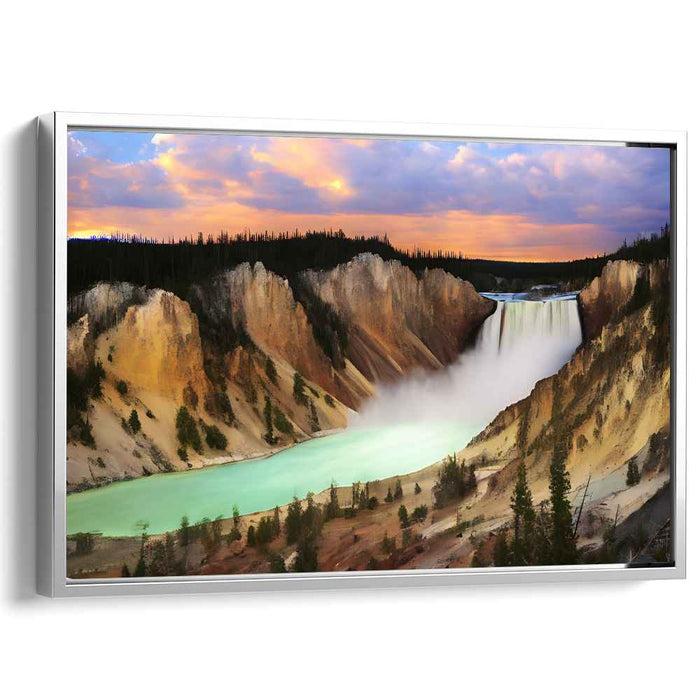 Majestic Waterfall at Twilight: Serene Landscape Canvas Art Print