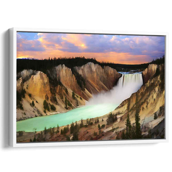 Majestic Waterfall at Twilight: Serene Landscape Canvas Art Print