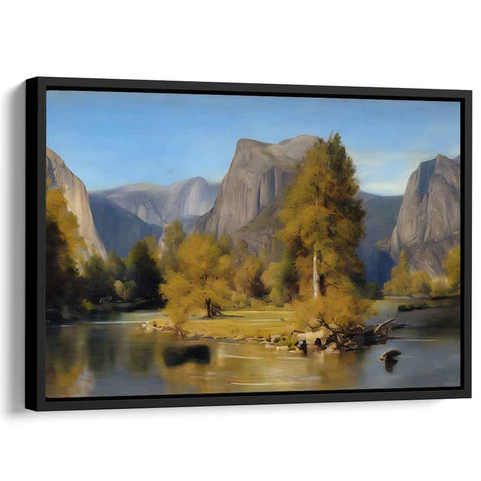 Mountain Serenity Flow: Serene Mountain River Landscape Canvas Art Print