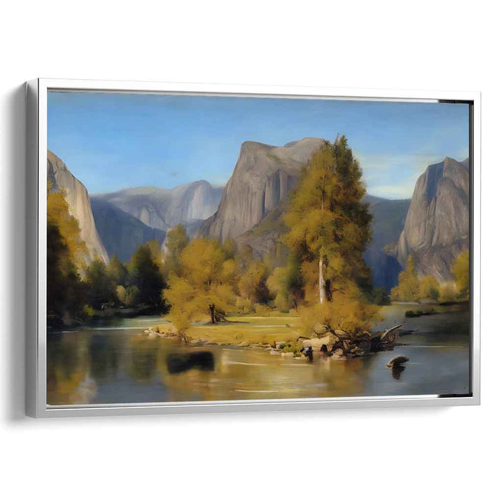 Mountain Serenity Flow: Serene Mountain River Landscape Canvas Art Print