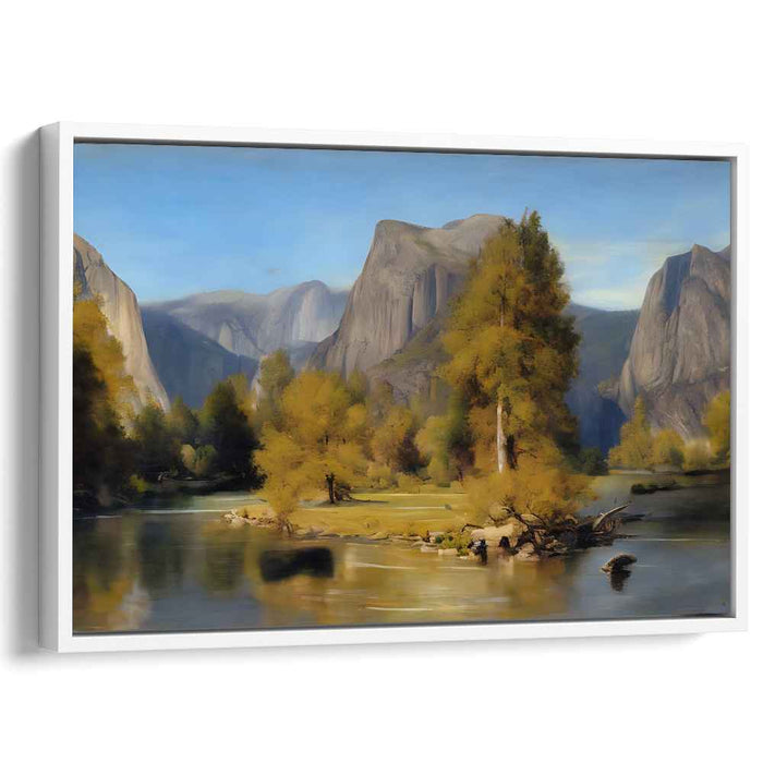 Mountain Serenity Flow: Serene Mountain River Landscape Canvas Art Print