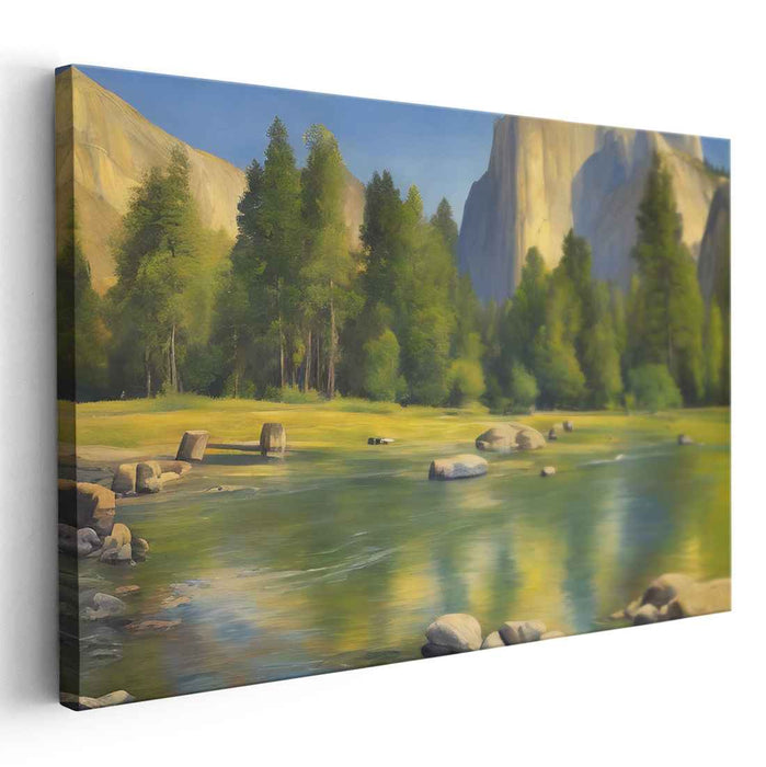 Gilded Earth Symphony: Luminous Landscape Oil Painting