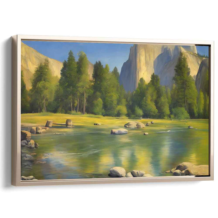 Gilded Earth Symphony: Luminous Landscape Oil Painting