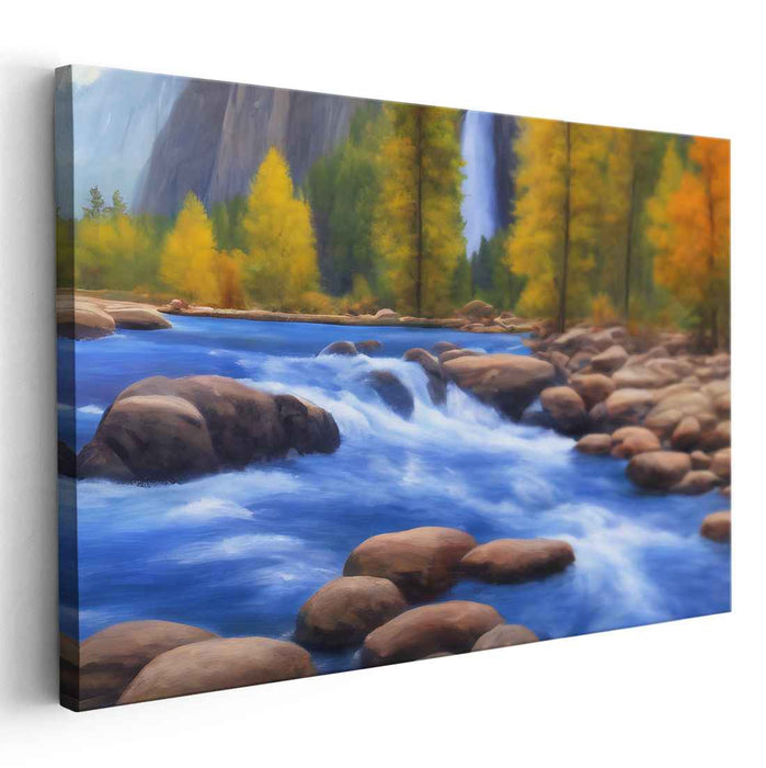 Nocturnal Echoes Dance Across: Luminous River Landscape Canvas Art