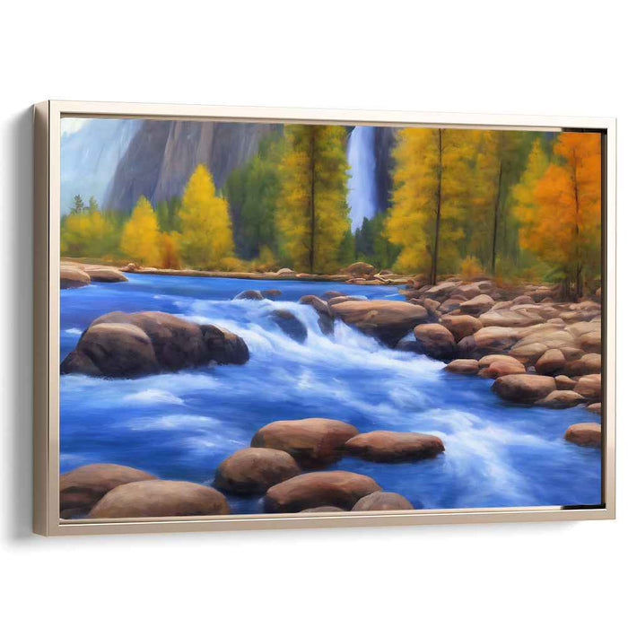 Nocturnal Echoes Dance Across: Luminous River Landscape Canvas Art