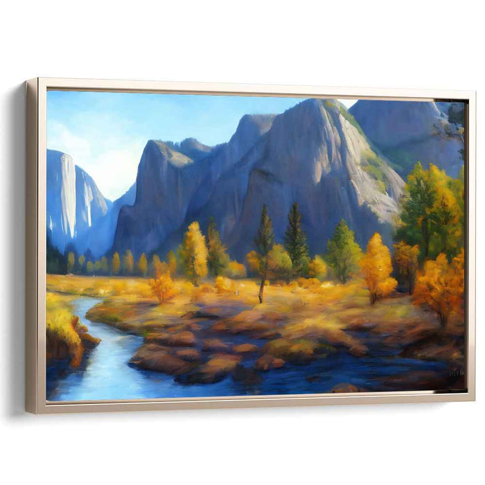 Valley Vista Harmony: Majestic Mountain Valley Landscape Canvas Art Print