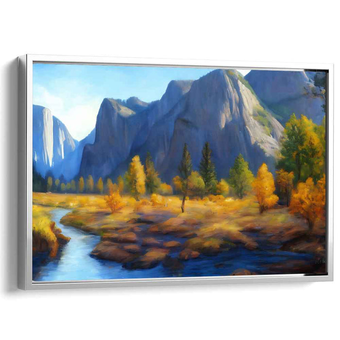 Valley Vista Harmony: Majestic Mountain Valley Landscape Canvas Art Print