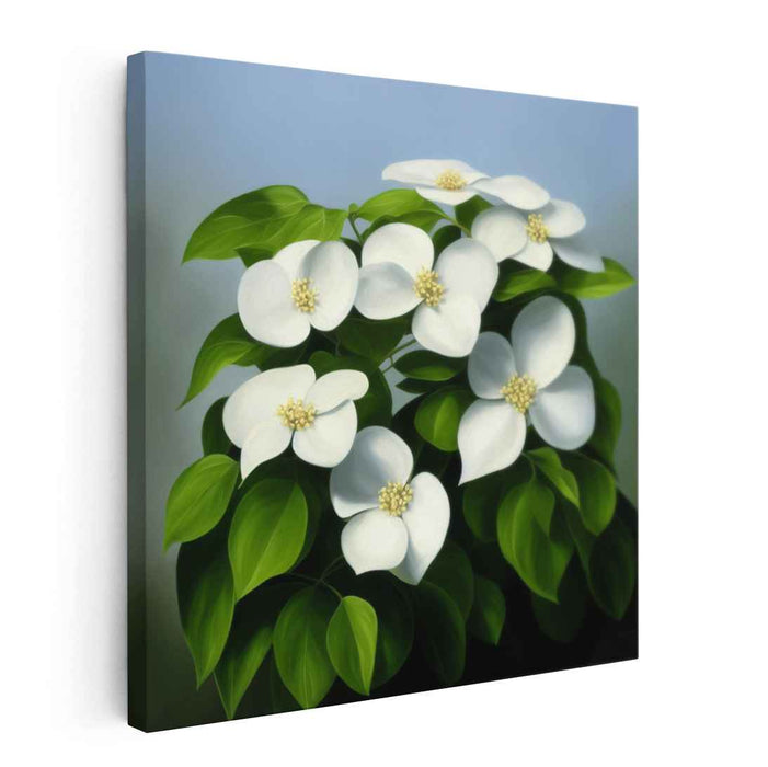 Tranquil Dogwood Blossoms: Hyper-Realistic Floral Canvas Art