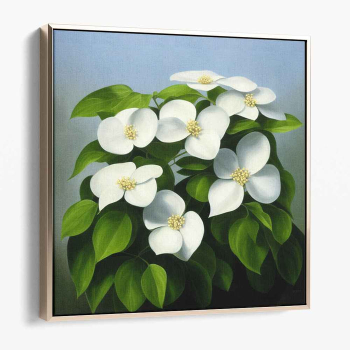Tranquil Dogwood Blossoms: Hyper-Realistic Floral Canvas Art