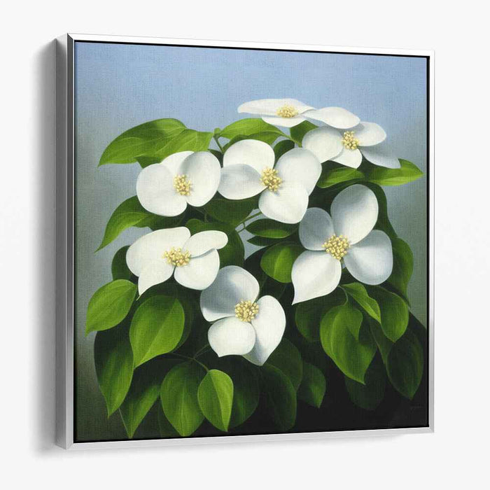 Tranquil Dogwood Blossoms: Hyper-Realistic Floral Canvas Art