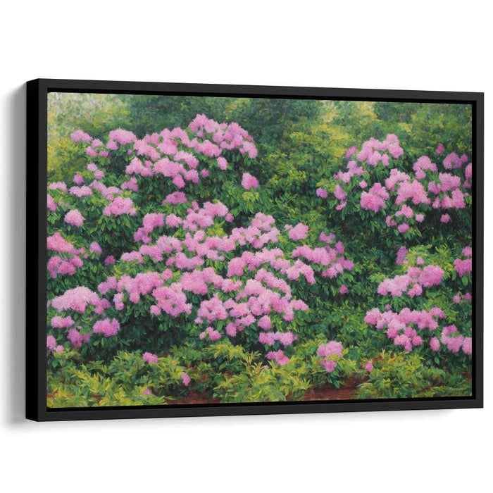 Blossom Mirage Delight: Realistic Rhododendron Garden Canvas Art Print