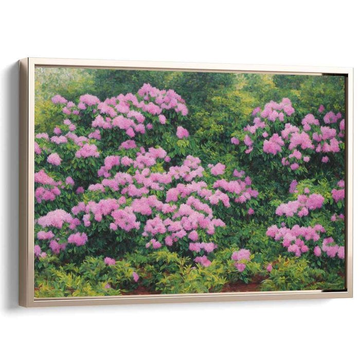 Blossom Mirage Delight: Realistic Rhododendron Garden Canvas Art Print