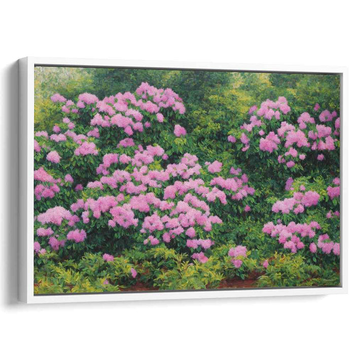 Blossom Mirage Delight: Realistic Rhododendron Garden Canvas Art Print