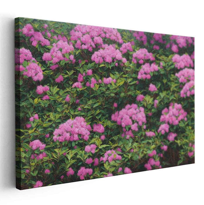 Garden Bliss Canvas: Vibrant Pink Rhododendron Floral Canvas Art