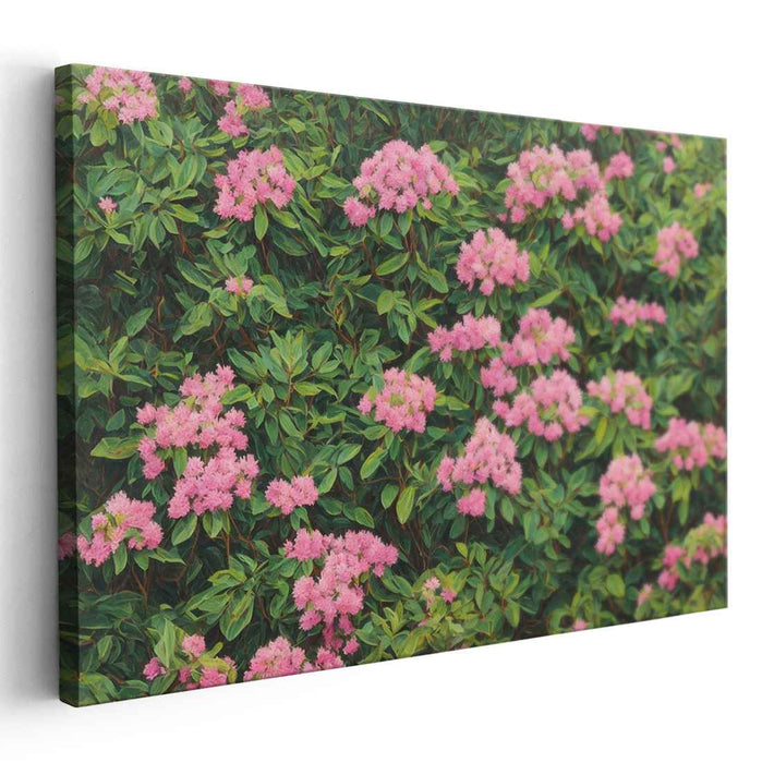 Whispers of Petal Pink: Lush Pink Rhododendron Blossoms Canvas Art