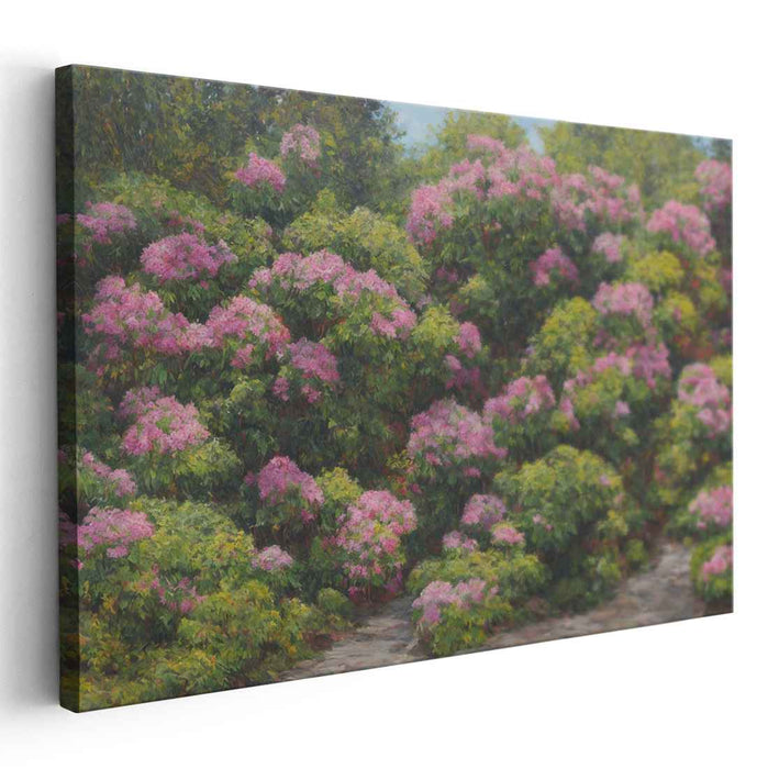 Blush Brushwork Bouquet: Impressionist Pink Rhododendron Garden Canvas Art