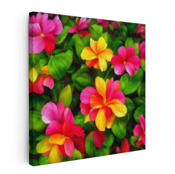 Melodic Petals Dance: Lush Garden Symphony Canvas Art Print