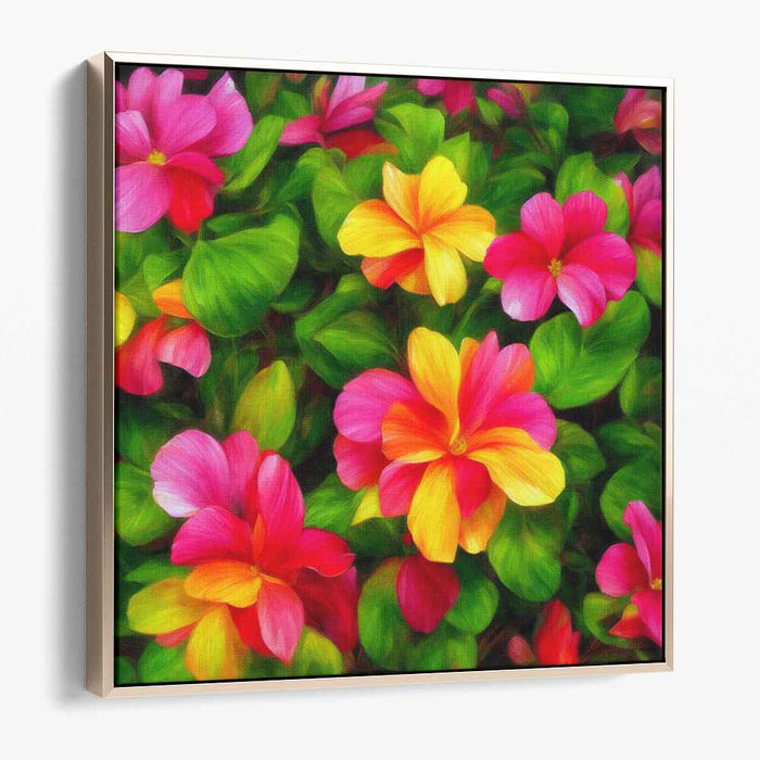 Melodic Petals Dance: Lush Garden Symphony Canvas Art Print
